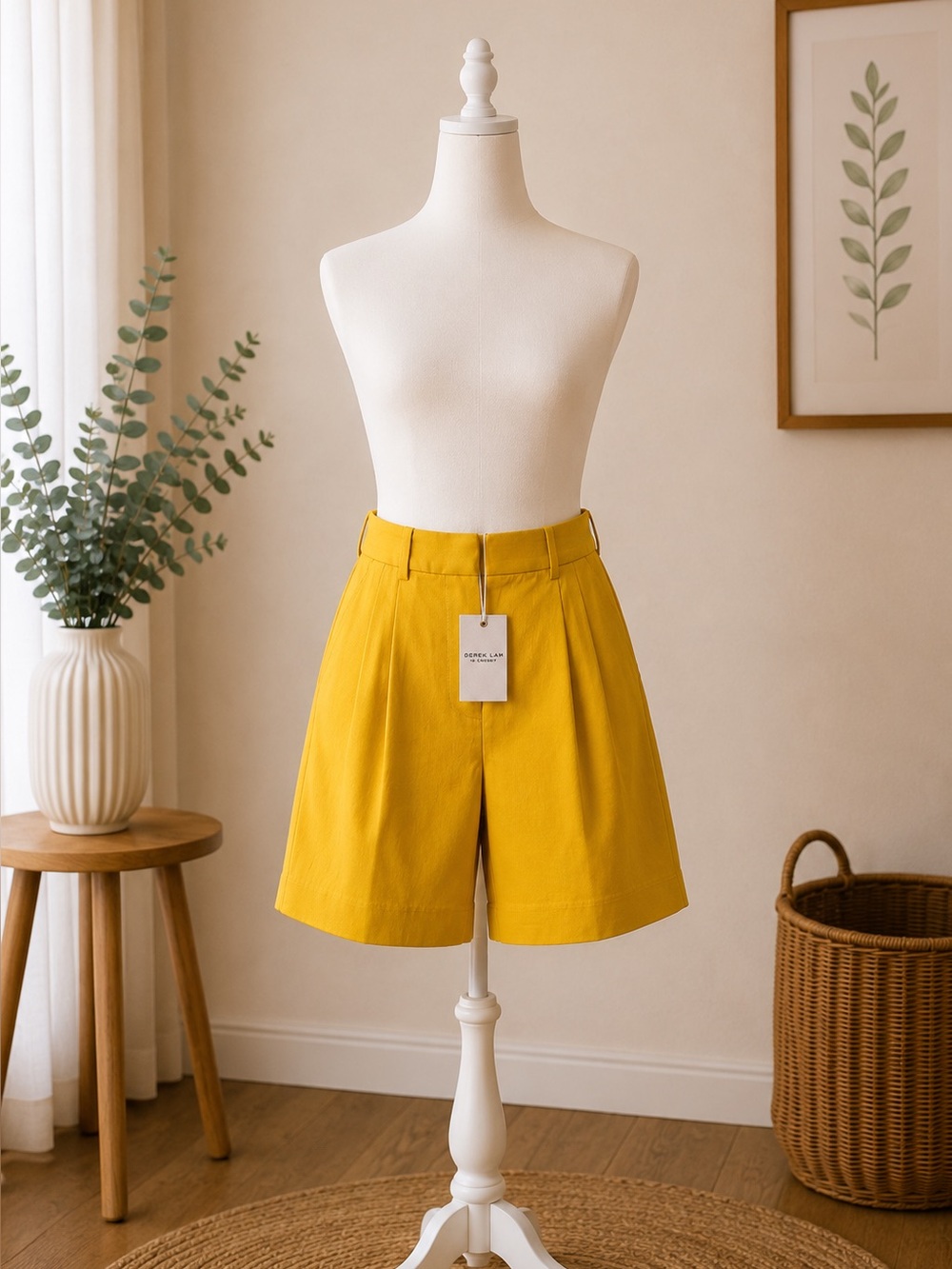 Derek Lam 10 Crosby Bermuda Shorts Mustard Yellow Tailored NWT Size 0